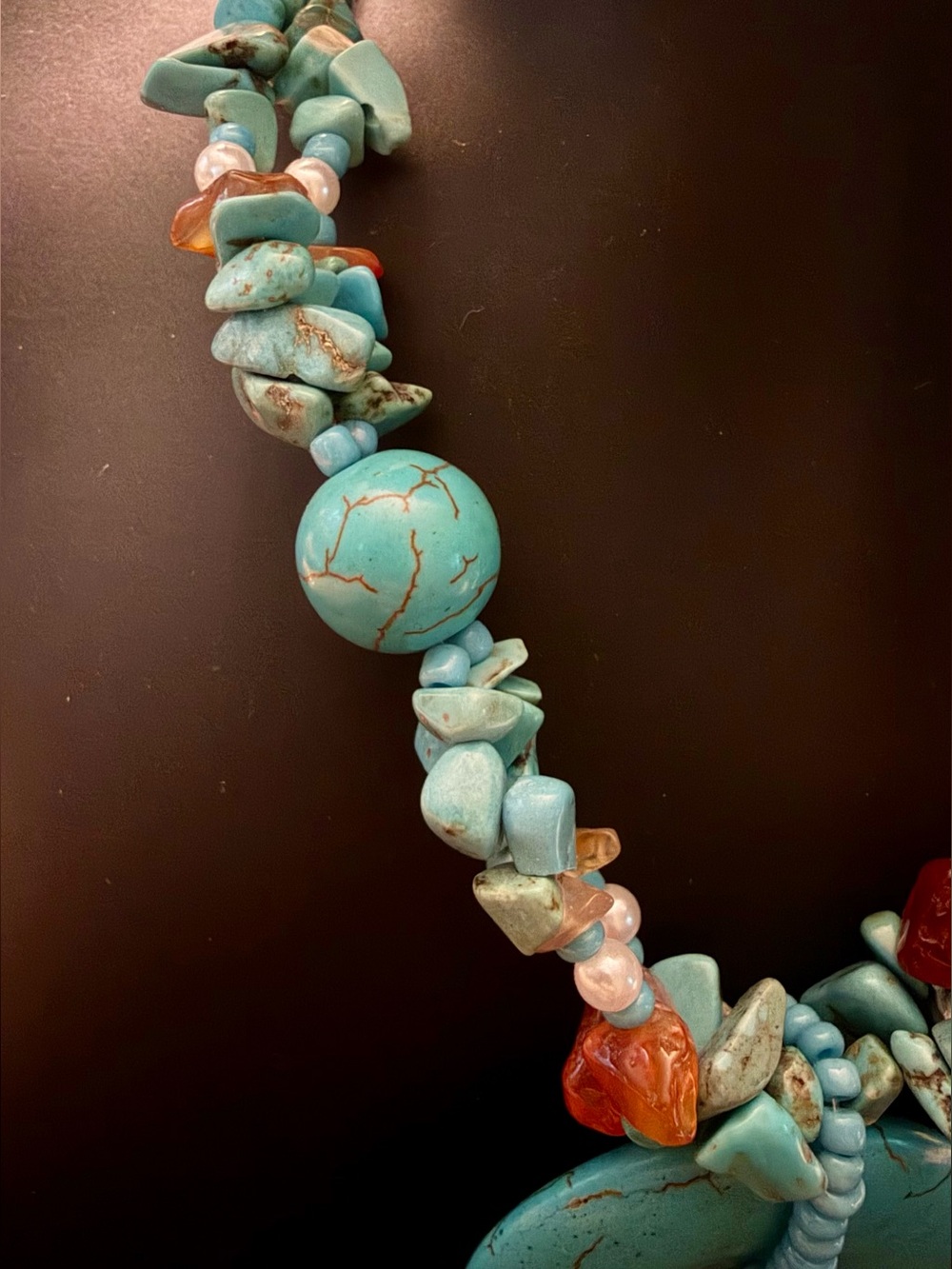 2-piece Set - Blue Turquoise Stone Pendant Necklace and Earrings - Picture 5 of 7